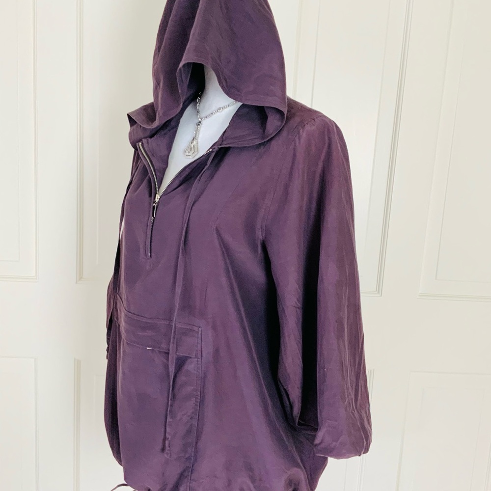 Magaschoni silk hooded pullover jacket purple 8